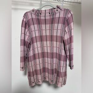 Belldini Pink Plaid Eyelet Tunic Sweatshirt